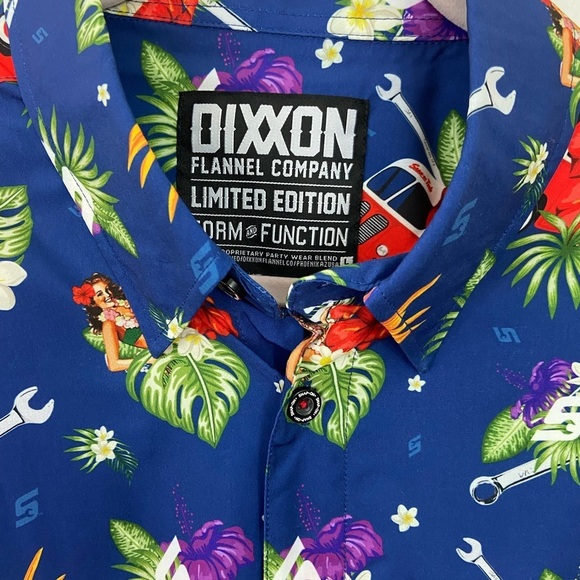Men's Dixxon Snap-On Tools Hawaiian Shirt L Tropical Limited Edition Beach EUC - Picture 6 of 11